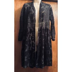 Vocal USA Women Whimsical Sheer Laced Velvet Gothic Unbuttoned Cardigan Size S